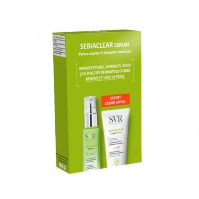 Miniaturka artykułu - SVR SEBIACLEAR Zestaw Serum, 30ml + krem ochronny o działanu matującym SPF50+, 50ml