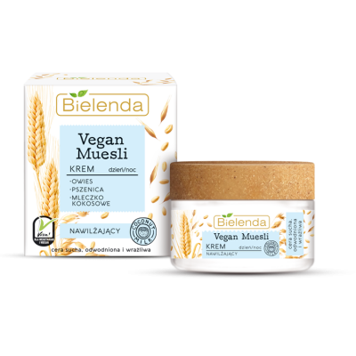 Miniaturka artykułu - BIELENDA VEGAN MUESLI - krem nawilżający - PSZENICA + OWIES + MLECZKO KOKOSOWE, 50ml