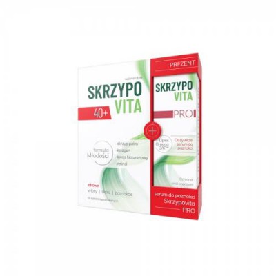 Miniaturka artykułu - Skrzypovita 40+, 56tabl.,  + Skrzypovita PRO odżywcze serum do paznokci, 7 ml