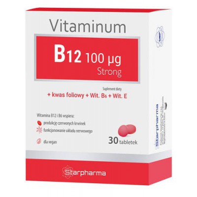 Miniaturka artykułu - Vitaminum B12 100 mcg Strong, 30 tabl.