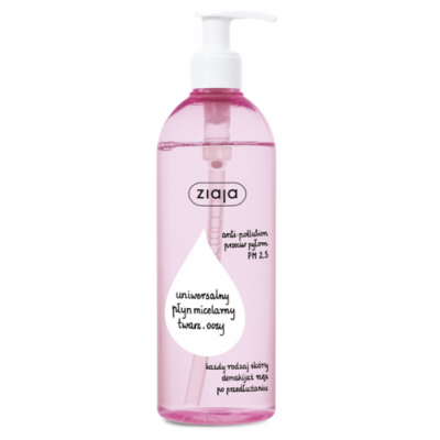 Miniaturka artykułu - ZIAJA Uniwersalny Płyn Micelarny twarz oczy, 390 ml