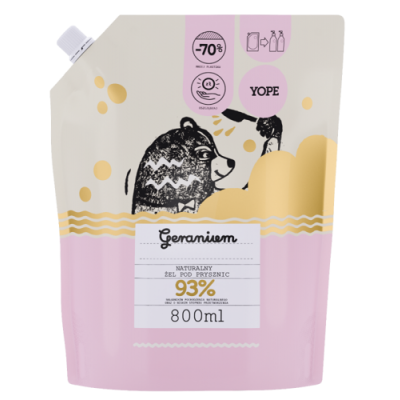 YOPE Żel pod prysznic Geranium, (zapas) 800ml
