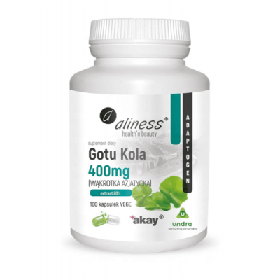 Miniaturka artykułu - ALINESS Gotu kola Wąkrota azjatycka 400mg, 100 kapsułek