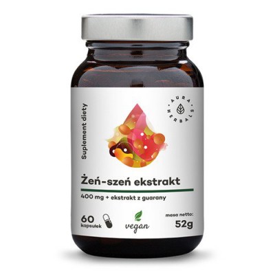 Miniaturka artykułu - AURA HERBALS Żeń-szeń ekstrakt, 60 kaps.