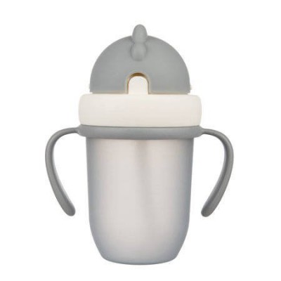 Miniaturka artykułu - CANPOL BABIES Kubek ze składaną rurką 9m+ szary 210ml, 1szt. 56/522