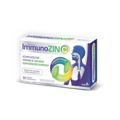 Miniaturka artykułu - ImmunoZIN C, 30 tabletek - Ekstrakt z pelargonii afrykańskiej i bzu czarnego wzbogacony w cynk i witaminę C