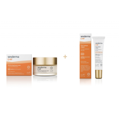 Miniaturka artykułu - SESDERMA C-VIT Zestaw Krem nawilżający, 50 ml + Krem pod oczy, 15 ml