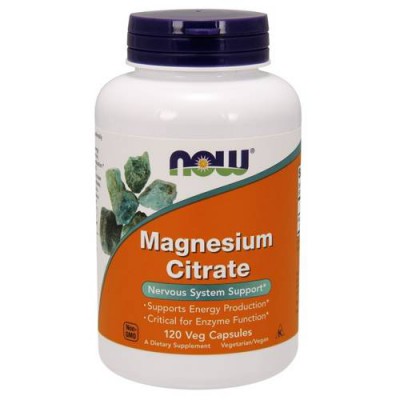 Miniaturka artykułu - NOW Magnesium citrate Cytrynian magnezu, 120 vege kaps.