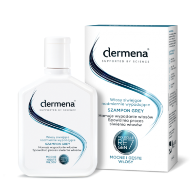 Miniaturka artykułu - DERMENA GREY Szampon do włos&oacute;w siwych i wypadających, 200ml