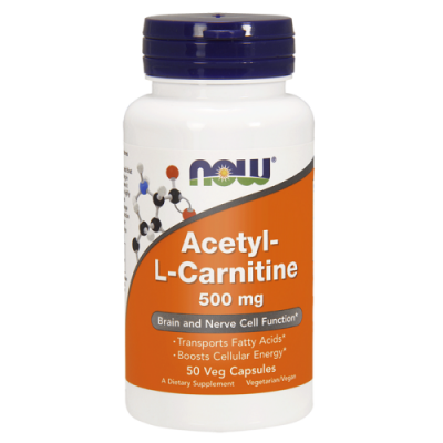 Miniaturka artykułu - NOW Acetylo L-Karnityna 500 mg, 50 kaps.