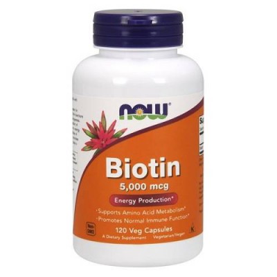 Miniaturka artykułu - Now Foods Biotin 5000mcg, 120 kaps.