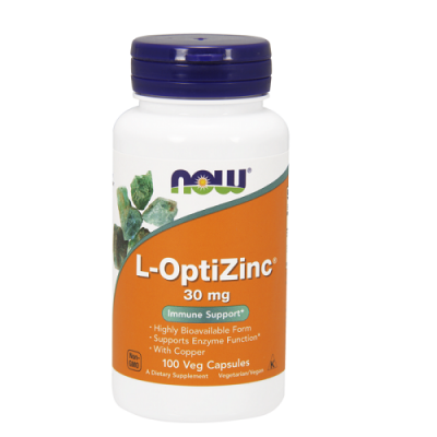 Miniaturka artykułu - NOW Cynk 30 mg L-OptiZinc&reg; z miedzią, 100 kapsułek