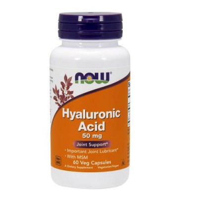 Miniaturka artykułu - Now Foods Kwas Hialuronowy 50 mg z MSM, 60 kaps.