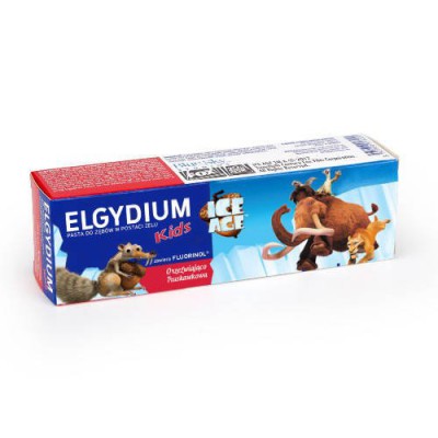 Miniaturka artykułu - ELGYDIUM ICE AGE Kids Orzeźwiająca Truskawka pasta do zęb&oacute;w dla dzieci 3-6 lat, 50 ml 