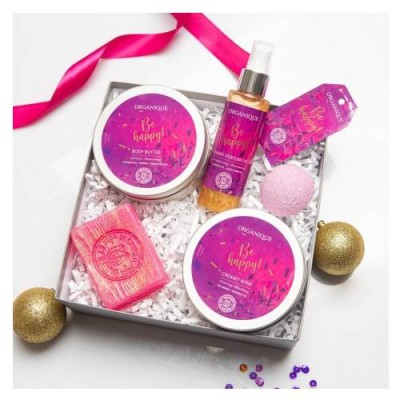 ORGANIQUE Zestaw Wielkie szczęście: pianka do mycia ciała, 200ml + masło do ciała, 200ml +  olejek do ciała, 100ml + kula do kąpieli, 70g + mydło glicerynowe, 130g