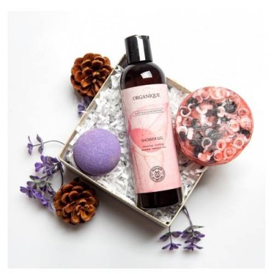 ORGANIQUE Zestaw Magiczny moment: żel pod prysznic, 250ml + mydło glicerynowe, 100g + kula do kąpieli, 70g