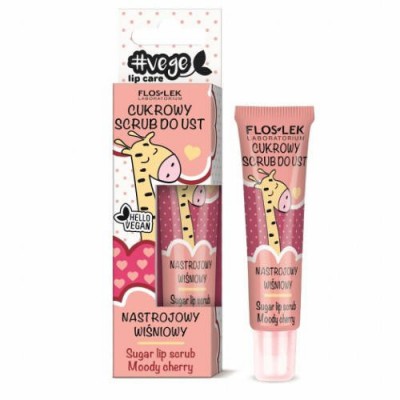 Miniaturka artykułu - FLOSLEK Cukrowy scrub do ust wiśniowy, 14g