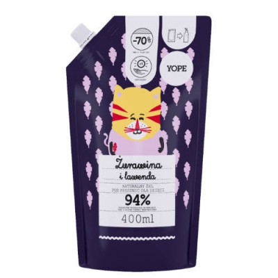 Miniaturka artykułu - YOPE Żel pod prysznic dla dzieci żurawina lawenda, 400ml zapas