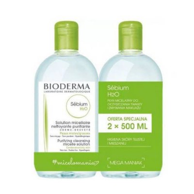 Miniaturka artykułu - BIODERMA SEBIUM H2O Płyn micelarny, 2x500ml