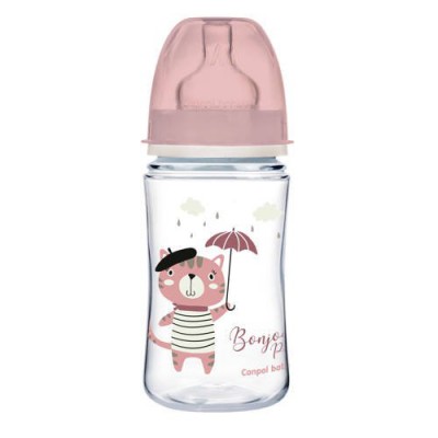 Miniaturka artykułu - CANPOL BABIES butelka szeroka antykolkowa PP EasyStart BONJOUR PARIS pink, 240ml 35/232