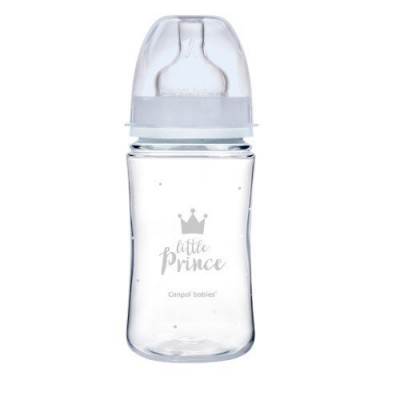 Miniaturka artykułu - CANPOL BABIES butelka szeroka antykolkowa PP EasyStart ROYAL BABY niebieska, 240ml 35/234
