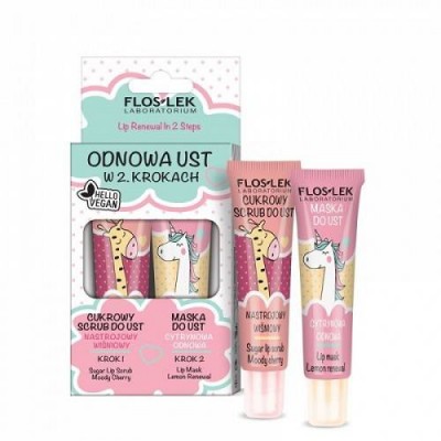 Miniaturka artykułu - FLOSLEK VEGE LIP CARE Zestaw Odnowa w 2 krokach Scrub do ust, 14g + Maska do ust, 14g