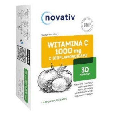 Miniaturka artykułu - Novativ Witamina C 1000mg z bioflawonoidami, 30kaps.