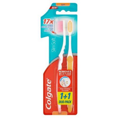 Miniaturka artykułu - COLGATE Slim Soft Szczoteczka do zęb&oacute;w miękka, 2 sztuki