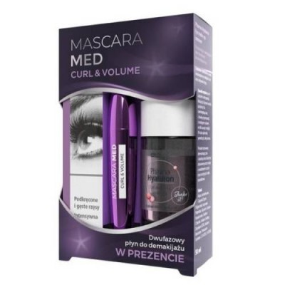 Miniaturka artykułu - MASCARA MED CURL & VOLUME Zestaw Maskara na wzrost rzęs, 7ml + Płyn do demakijażu, 50ml