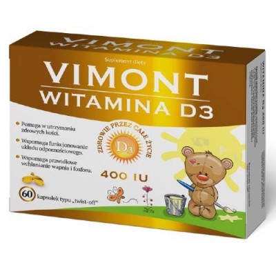 Miniaturka artykułu - Vimont Witamina D3 400 IU, 60kaps.twist-off