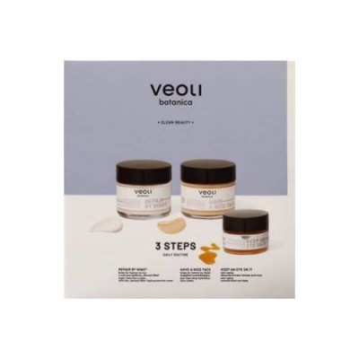 Miniaturka artykułu - Zestaw VEOLI 3 steps Daily Routine Krem na dzień, 60ml + Krem na noc, 60ml + Balsam pod oczy, 15ml