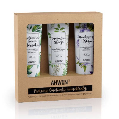 Miniaturka artykułu - ANWEN Zestaw Odżywek do włos&oacute;w BEZ 100ml, AKACJA 100ml, ZIELONA HERBATA, 100ml