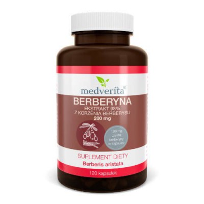 Miniaturka artykułu - MEDVERITA Berberyna 200mg, 120kaps.