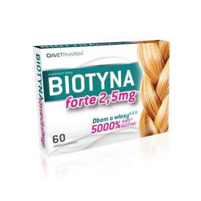 Miniaturka artykułu - Biotyna forte 2,5mg, 60tabl. powl.