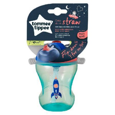 Miniaturka artykułu - Tommee Tippee Kubek Niekapek zielono-niebieski ze słomką 6m+, 230ml