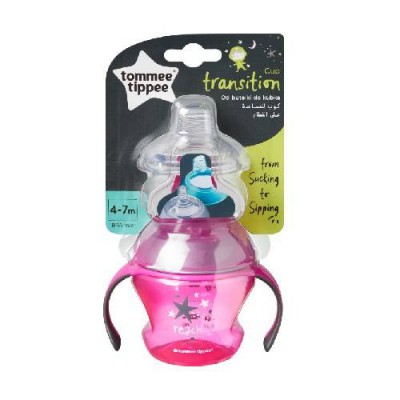 Miniaturka artykułu - Tommee Tippee Kubek Przejściowy 4-7m GIRL r&oacute;żowy, 150ml