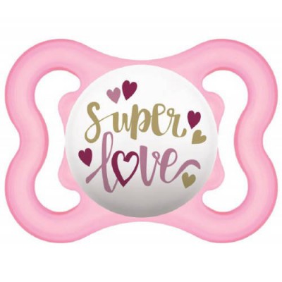 Miniaturka artykułu - MAM Smoczek uspokajający Air 2-6m r&oacute;żowy Super Love, 1szt.