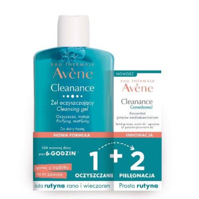 Miniaturka artykułu - Avene Cleanace Zestaw Żel oczyszczający, 200ml + Koncentrat, 30ml