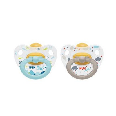 Miniaturka artykułu - NUK Happy Kids Lateksowy smoczek (18-36m) niebieski/szary, 2szt.