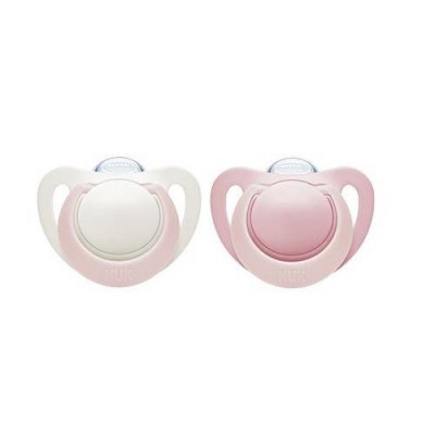 Miniaturka artykułu - NUK Genius Silikonowy smoczek uspokajający(6-18m) r&oacute;żowy/biały, 2szt.