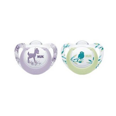 Miniaturka artykułu - NUK Genius Color Silikonowy smoczek uspokajający (6-18m) fioletowy/ziellony, 2szt.