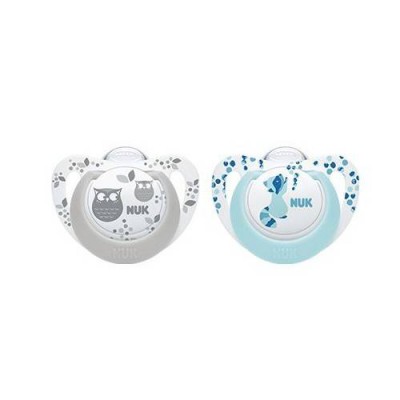 Miniaturka artykułu - NUK Genius Color Silikonowy smoczek uspokajający (6-18m) niebieski/szary, 2szt.