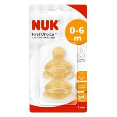 NUK First Choice Plus Lateksowy smoczek do butelki (0-6m) rozmiar M, 2szt