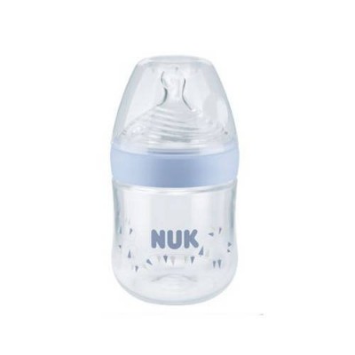 Miniaturka artykułu - NUK NATURE Sense Butelka (0-6m) ze smoczkiem silikonowym niebieska, 150 ml 