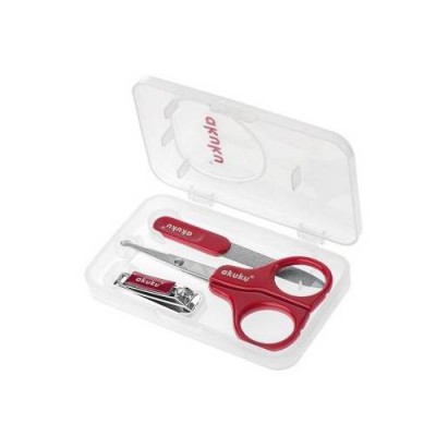 Miniaturka artykułu - AKUKU Zestaw kosmetyczny do manicure czerwony, 1opak.