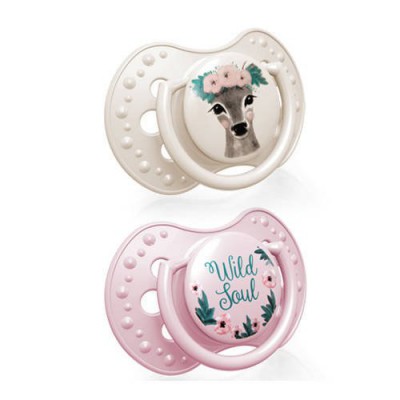 Miniaturka artykułu - LOVI Smoczek silikonowy 0-2m Wild Soul r&oacute;żowo-beżowy, 2szt.