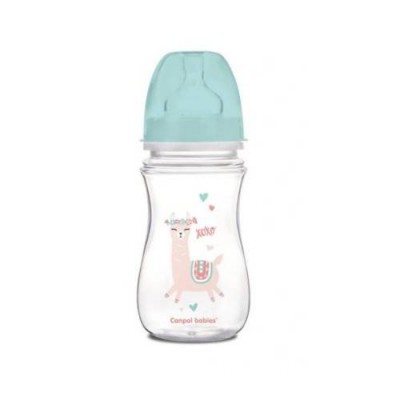 Miniaturka artykułu - CANPOL Butelka Antykolkowa 3m+ R&oacute;ż Lama 35/221_gre, 240ml