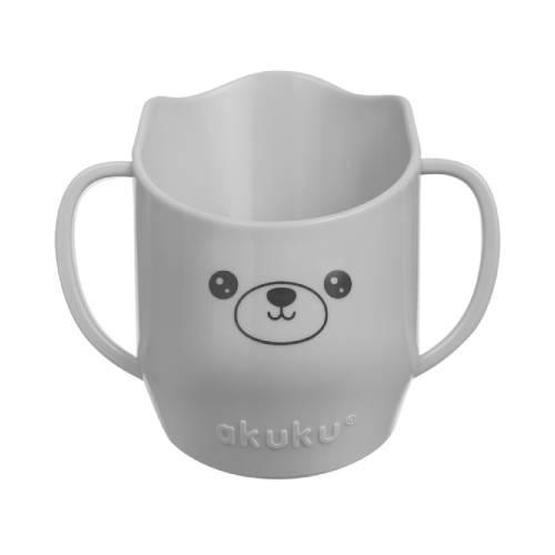 Miniaturka artykułu - Akuku Kubek pochyły do nauki picia szary, 150 ml A0695