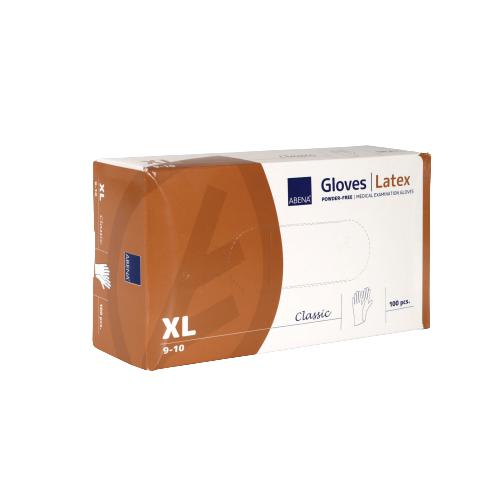 Miniaturka artykułu - ABENA LATEX Rękawiczki rozmiar XL bezpudrowe BIAŁE Classic, 100 szt.