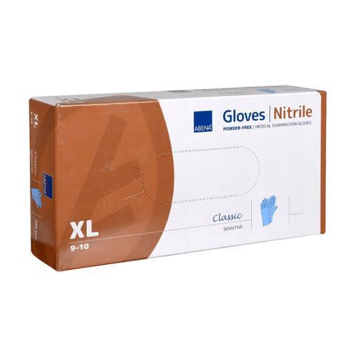 Miniaturka artykułu - ABENA NITRILE Rękawiczki rozmiar XL nitrylowe bezpudrowe Classic - niebieskie, 100 sztuk USZKODZONE TEKTUROWE OPAKOW.